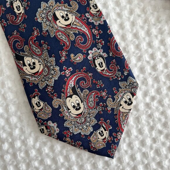 Vintage Mickey Mouse Paisley Print Tie Balancine Tie Works Silk Preppy‎ Disney - Picture 1 of 7